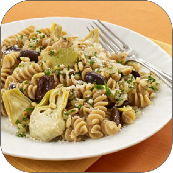 Artichoke-Pasta Toss with Pine Nuts