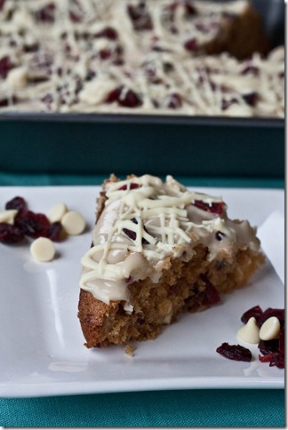 Decadent (But Still Vegan!) White Chocolate Cranberry-Kissed Cake