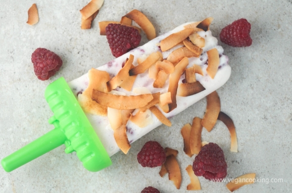 Coconut Raspberry Popsicles