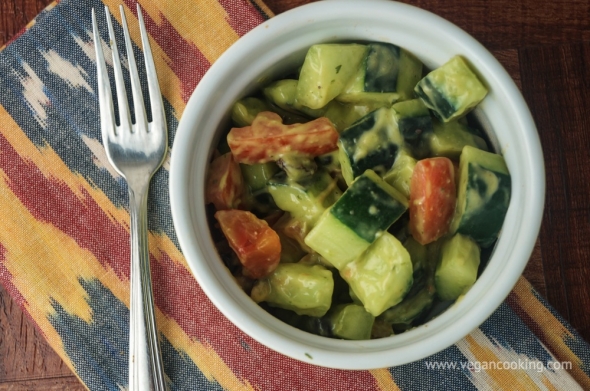 Avocado Cucumber and Tomato Salad