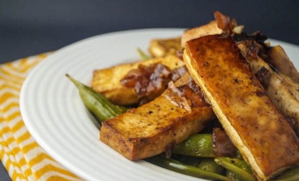 Sesame Tofu with Sugar Snap Peas