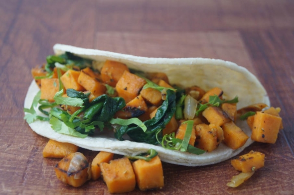Sweet Potato Spinach Tacos